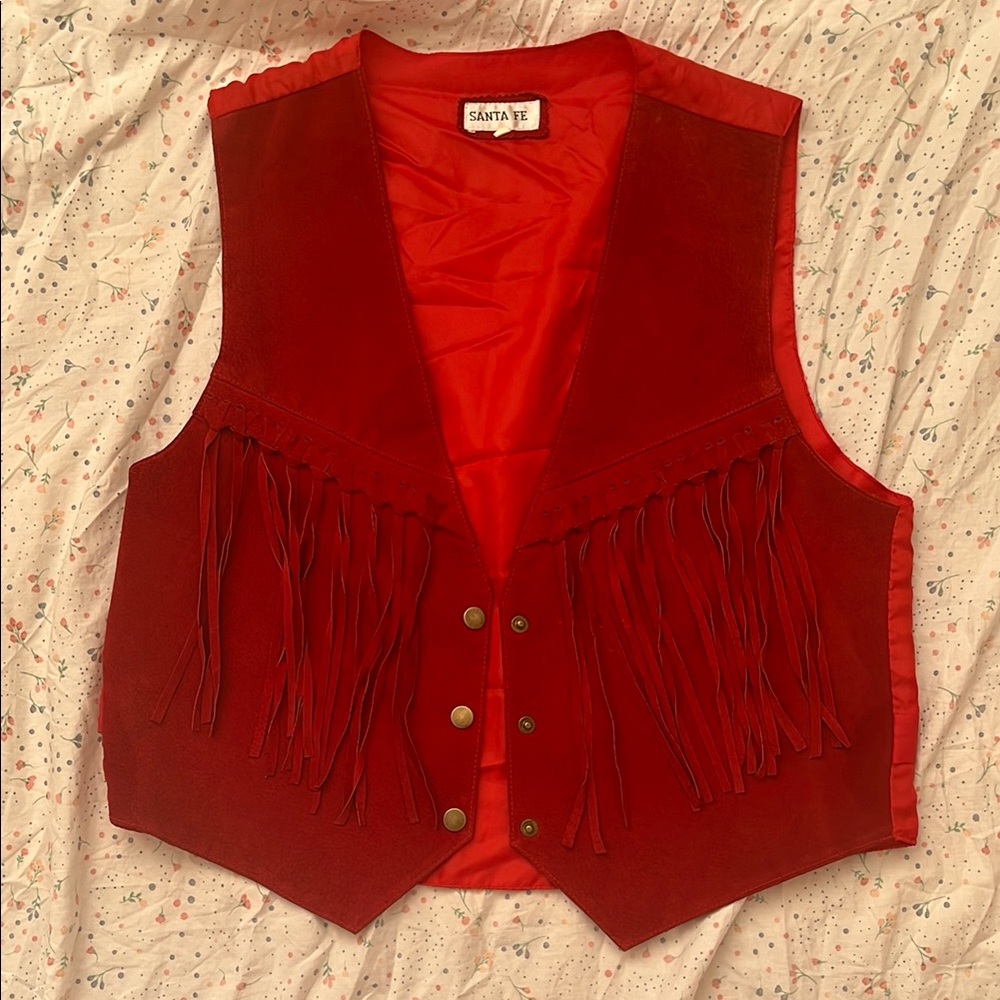 Red Western Fringe Vest